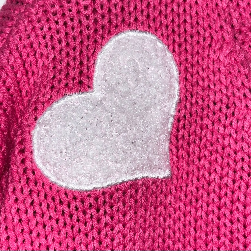 Pink with White Hearts Cardigan Barbie Sweater Valentine’s Day Scandi Girl - Picture 6 of 14